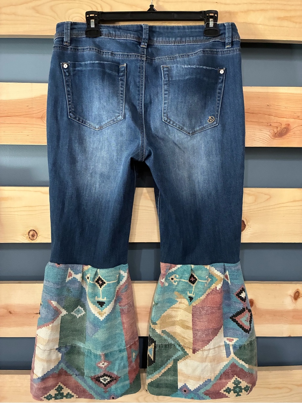 Upcycled Indigo Rein Southwestern Flare Jeans - Picture 2 of 3